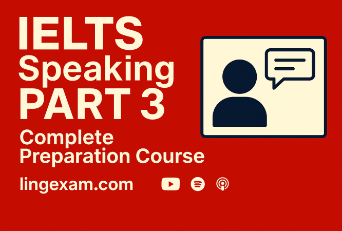 Mastering IELTS Speaking Part 3 Unlock your full speaking potential with “Mastering IELTS Speaking Part 3”—a targeted training program designed to help you confidently tackle the most demanding section of the IELTS Speaking test. This course guides you through the exact strategies examiners look for, including how to develop complex answers, use advanced grammar and vocabulary, and manage test-day nerves with ease. Whether you're aiming for Band 7, 8, or beyond, this course equips you with the tools to speak clearly, critically, and fluently in high-stakes conversations.