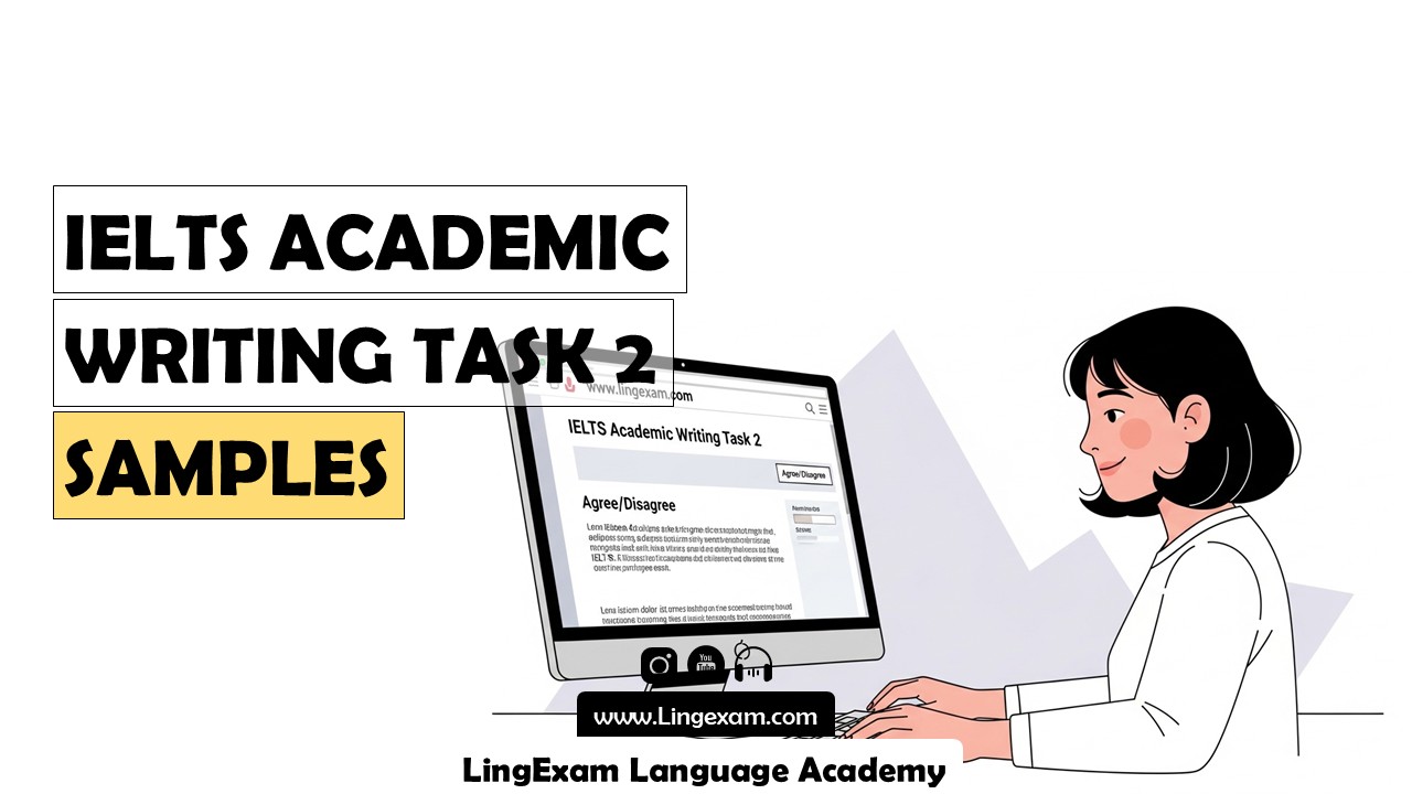 Boost your IELTS band score with our complete Agree/Disagree Task 2 tutorial. Learn a proven 12-step essay strategy, explore high-band model answers, expand your academic vocabulary and phrases, and test yourself with interactive exercises. Perfect for IELTS Academic candidates aiming for Band 7 and above. - Master IELTS Academic Writing Task 2 (Agree/Disagree) — Step-by-Step Guide, Model Answers & Interactive Practice - LingExam Language Academy - Lingexam.com