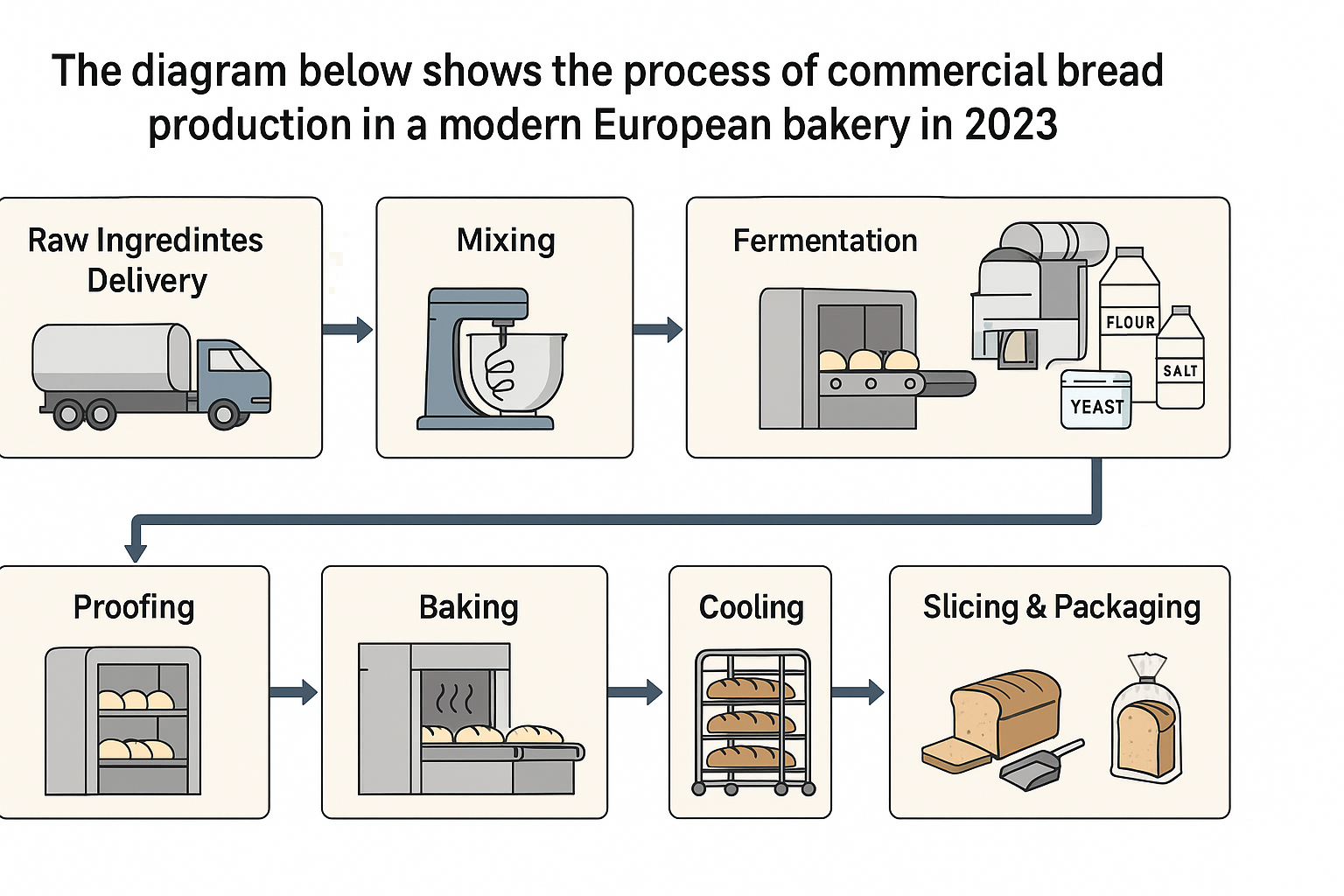 IELTS Task 1 Bread Production Process Diagram