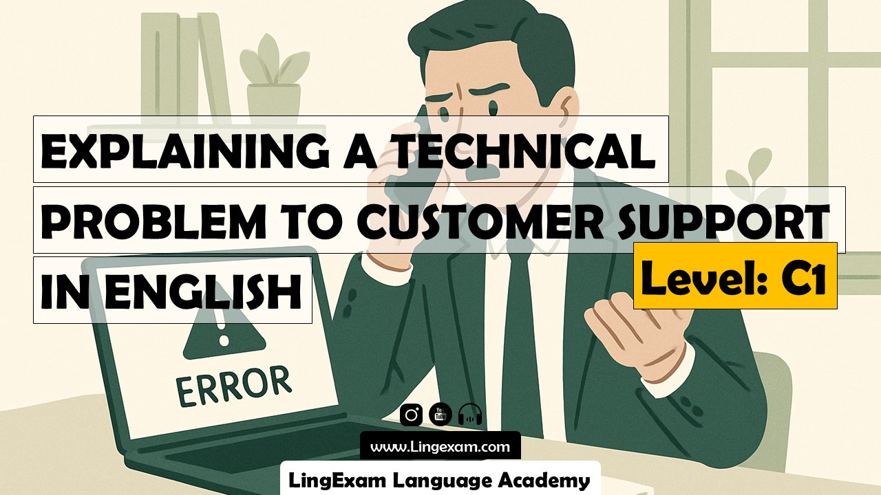 This comprehensive guide, "Communicating Technical Problems to Customer Support," is designed for advanced English learners to master the art of effectively explaining technical issues to customer support representatives. It emphasizes the importance of clarity, precision, and appropriate technical vocabulary in a digitally connected world. The guide systematically breaks down the process, offering a curated list of essential technical terms and phrases, detailed steps on what to expect when contacting support, and a realistic model dialogue demonstrating successful communication. Furthermore, it provides strategic advice for effective interaction, including preparation, politeness, and asking clarifying questions, aiming to build learners' confidence for real-world technical communication. - Explaining a Technical Problem to Customer Support A Comprehensive Guide for Advanced English Learners - LingExam Language Academy - Lingexam.com