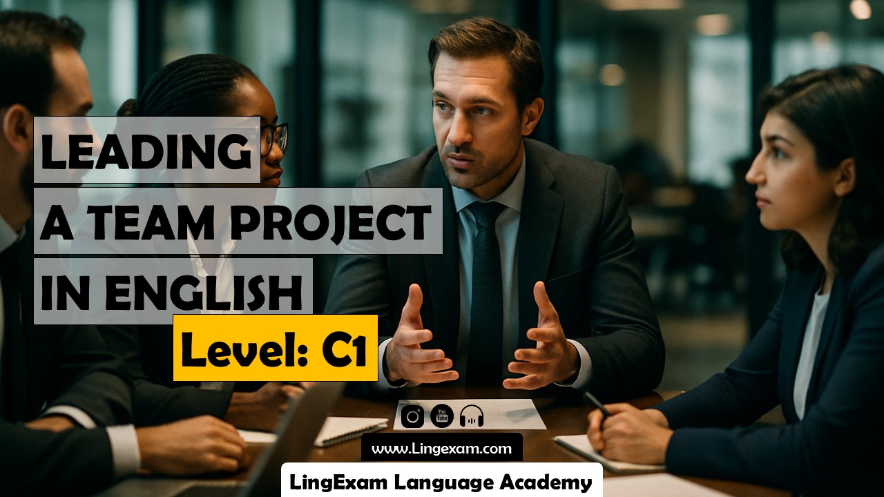 This guide, "Leading Team Projects," serves as a comprehensive resource for developing effective team leadership skills, particularly in English-speaking professional environments. It emphasizes the real-life importance of team leadership in a globalized workforce that thrives on collaboration and cross-cultural communication. The document is structured to provide practical support, moving from essential key vocabulary and useful phrases to a model dialogue demonstrating natural English in team settings. Crucially, it outlines seven strategies for successful team project leadership, such as setting clear goals, delegating tasks, and handling problems diplomatically, culminating in a step-by-step guide for leading a project from preparation to evaluation. Finally, practice tasks and questions are included to reinforce learning and ensure comprehension of these vital leadership principles. - Leading a Team Project The Ultimate Guide to Effective Team Leadership in English - LingExam Language Academy - Lingexam.com