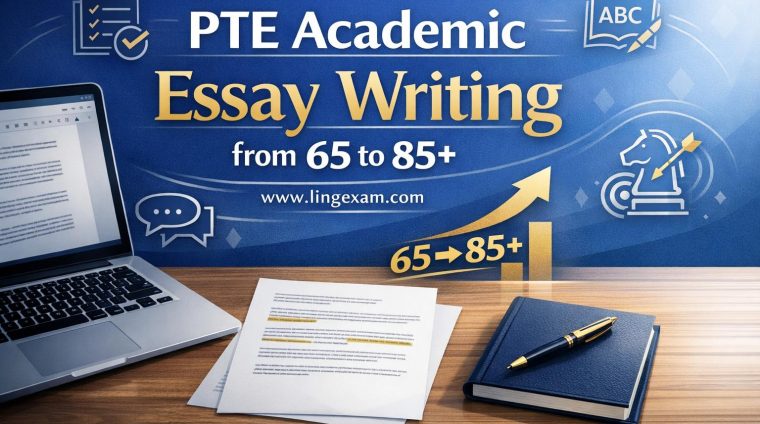 A complete step-by-step course to improve PTE Academic essay writing from 65 to 85+ through structure, grammar, vocabulary, timed practice, and Business English communication transfer. - LingExam English Language Academy